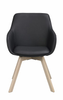 Armstoel \'Alison\' Leer - Zwart/witgepigmenteerd