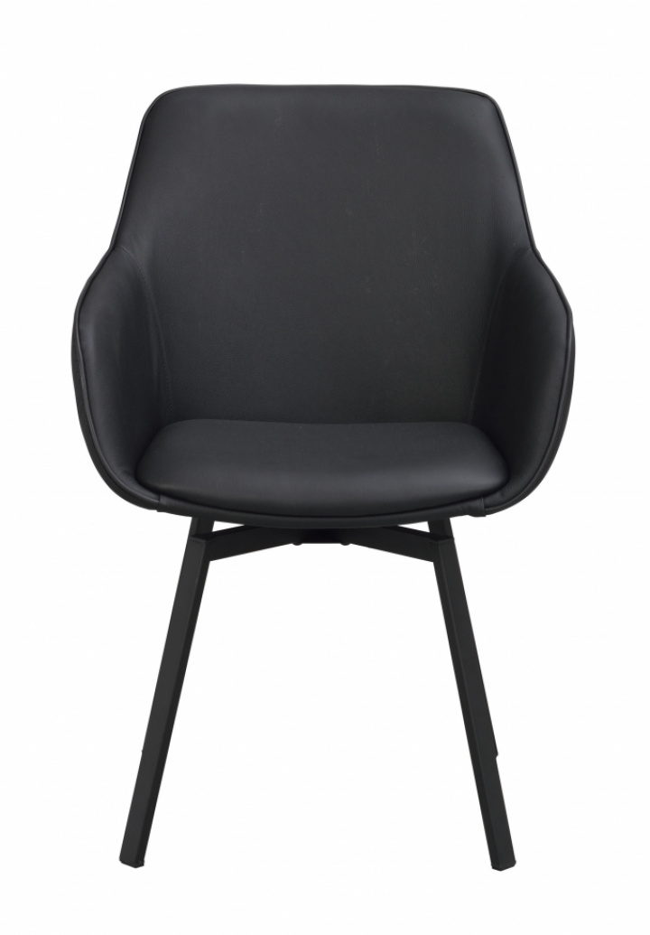 Armstoel \'Alison\' Leer - Zwart in de groep Meubels / Zitmeubels / Stoelen bij Reforma (118143)