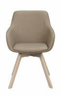 Armstoel \'Alison\' Leer - Beige/witgepigmenteerd