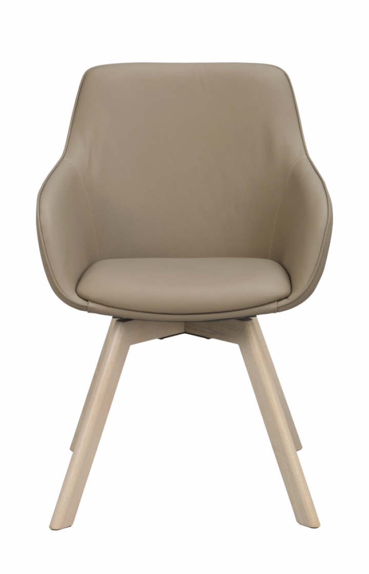 Armstoel \'Alison\' Leer - Beige/witgepigmenteerd in de groep Meubels / Zitmeubels / Stoelen bij Reforma (118145)