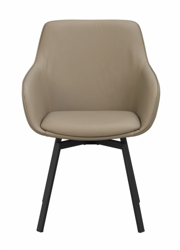 Armstoel \'Alison\' Leer - Beige/zwart in de groep Meubels / Zitmeubels / Stoelen bij Reforma (118147)