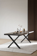Eettafel \'Brooklyn\' 220x95cm - Donkerbruin/X-poot