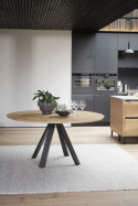 Eettafel \'Carradale\' Rond 150cm - Eiken/Zwart V-poot