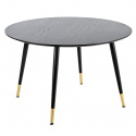 Eettafel \'Noir\' Rond 120cm - Zwart/Goud
