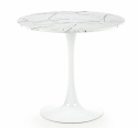 Eettafel \'Lorca\' Rond 80cm - Marmer/Wit