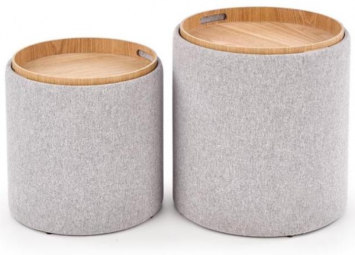 2-pack Zitpoef/Bijzettafel \'Aviko\' - Grijs in de groep Meubels / Tafels / Bijzettafels bij Reforma (2010001183914)