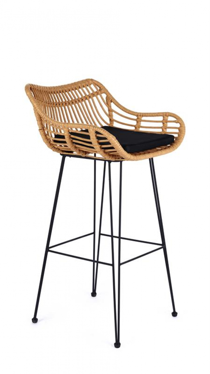 Barkruk \'Parga\' - Natuurlijk / Zwart in de groep Meubels / Zitmeubels / Barkrukken bij Reforma (2010001190837)