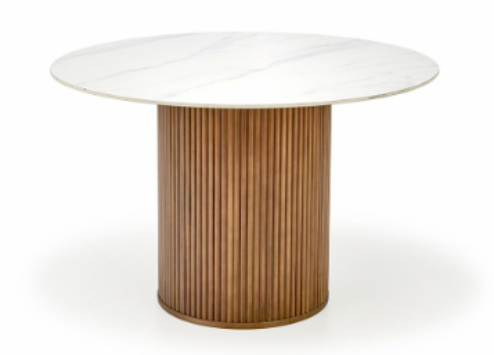 Eettafel \'Bruno\' Rond 120cm - Notenhout/marmer in de groep Meubels / Tafels / Ronde eettafels bij Reforma (2010001196662)