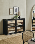 Dressoir \'Viva\'- Zwart/Natuur