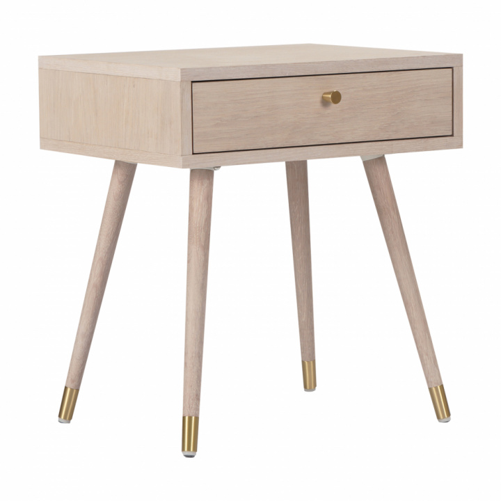 Nachttafel \'Prime\' - Wit eiken/Messing in de groep Meubels / Tafels / Nachtkastjes bij Reforma (2106-white-oak)