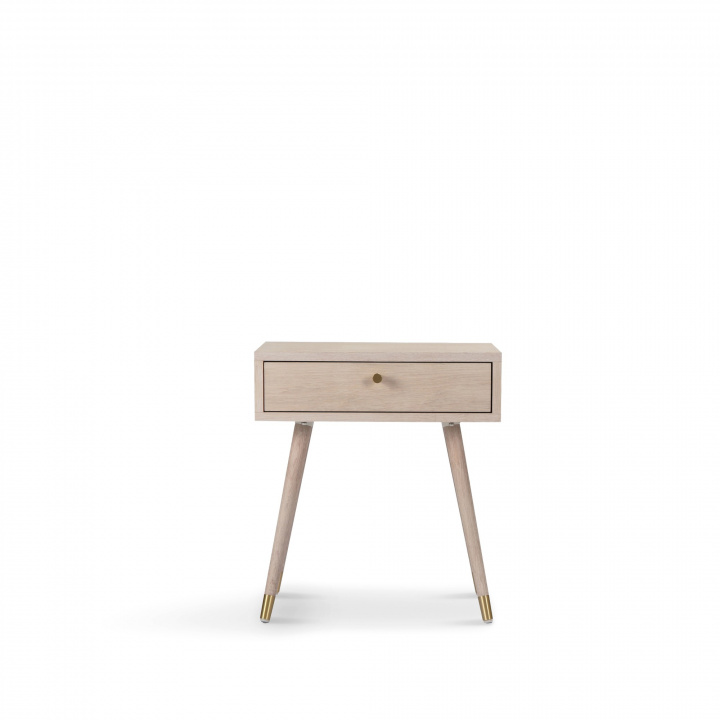 Nachttafel \'Prime\' - Wit eiken/Messing in de groep Meubels / Tafels / Nachtkastjes bij Reforma (2106-white-oak)