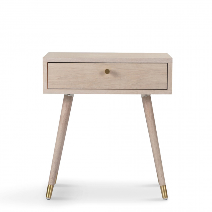 Nachttafel \'Prime\' - Wit eiken/Messing in de groep Meubels / Tafels / Nachtkastjes bij Reforma (2106-white-oak)