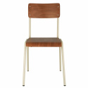 Schoolstoel \'Fanér\' Stapelbaar - Bruin/wit