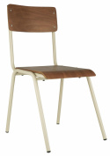 Schoolstoel \'Fanér\' Stapelbaar - Bruin/wit