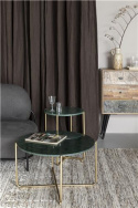 Salontafel \'Timpa\' Rond 70cm - Groene marmer/Goud
