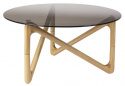 Salontafel \'Naia\' Rond 80cm - Natuurlijk/Glas