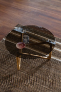 Salontafel \'Naia\' Rond 80cm - Natuurlijk/Glas