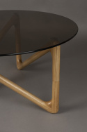 Salontafel \'Naia\' Rond 80cm - Natuurlijk/Glas
