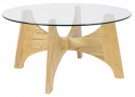 Salontafel \'Kobe\' Rond 80cm - Natuurlijk/Glas