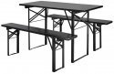 Tafel en banken \'Garden\' 160x60cm - Zwart