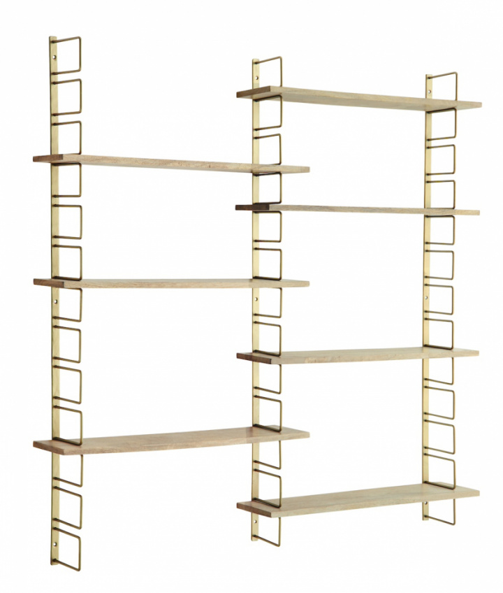 Wandplank \'Wooden shelves\' - Messing/natuur in de groep Meubels / Planken & opslag bij Reforma (32838)