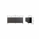 Dressoir ‘New Gravure’ 200 cm - Eiken/Zwart