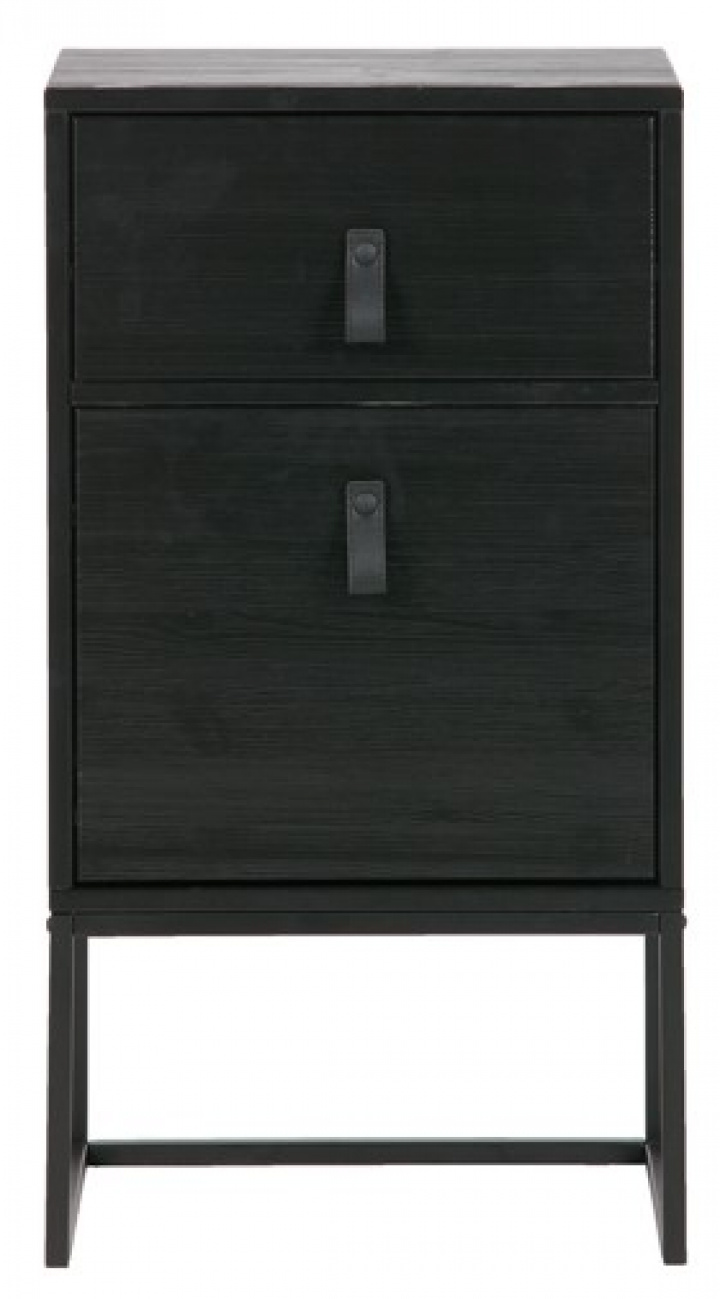 Nachtkastje \'Zola\' lade+kast - Zwart in de groep Meubels / Tafels / Nachtkastjes bij Reforma (373674-Z)