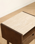 Bijzettafel \'Sapri\' 45x60cm - Walnoot/Travertijn