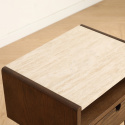 Bijzettafel \'Sapri\' 45x60cm - Walnoot/Travertijn