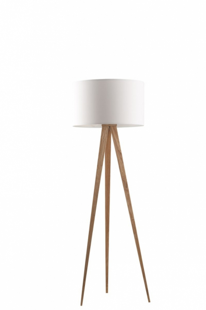 Vloerlamp \'Tripod\' - Hout en wit in de groep Verlichting / Lampen / Vloerlampen bij Reforma (5000806)
