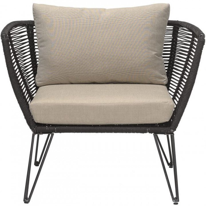 Loungestoel \'Mundo\' - Zwart/Beige in de groep Meubels / Tuinmeubelen / Tuinstoelen bij Reforma (50255215)