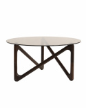Salontafel \'Modica\' Ø80 – Walnoot/Glas
