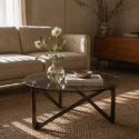 Salontafel \'Modica\' Ø80 – Walnoot/Glas