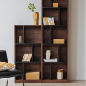 Boekenkast \'Colin\' 60x129 - Noten/Zwart