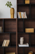 Boekenkast \'Colin\' 60x210 - Noten/Zwart