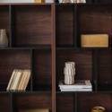 Boekenkast \'Colin\' 60x210 - Noten/Zwart