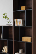 Boekenkast \'Colin\' 60x210 - Noten/Zwart