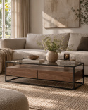 Salontafel \'Detroit\' - Walnoot/Zwart