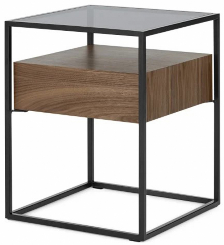 Nachttafel \'Detroit\' - Walnoot/Zwart in de groep Meubels / Tafels / Nachtkastjes bij Reforma (DETROITST01)
