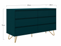 Dressoir \'Elle\' 120x70 - Turquoise/Messing