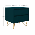 Nachttafel \'Elle\' - Turquoise/Messing