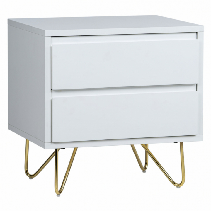 Nachttafel \'Elle\' - Wit/Messing in de groep Meubels / Tafels / Nachtkastjes bij Reforma (ELLENS01-white)