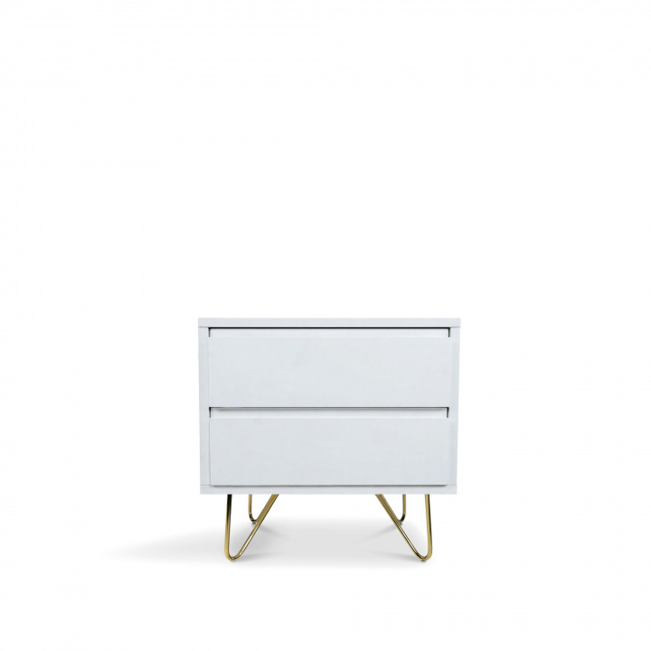 Nachttafel \'Elle\' - Wit/Messing in de groep Meubels / Tafels / Nachtkastjes bij Reforma (ELLENS01-white)