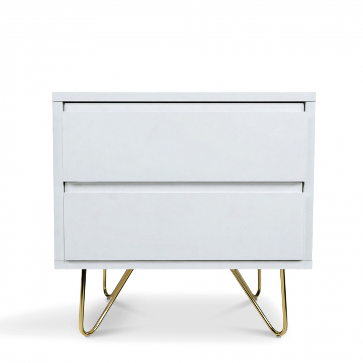 Nachttafel \'Elle\' - Wit/Messing in de groep Meubels / Tafels / Nachtkastjes bij Reforma (ELLENS01-white)