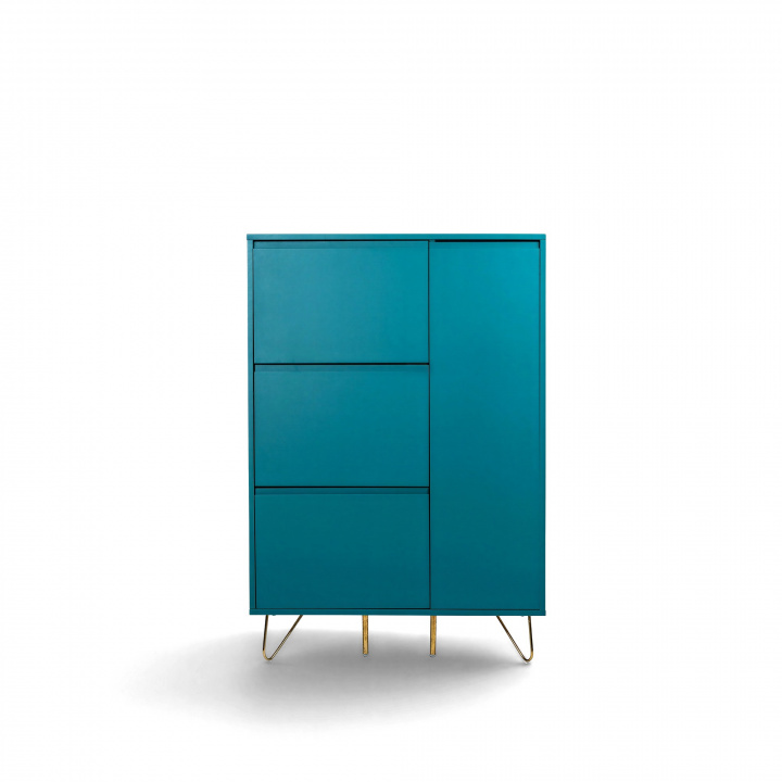 Schoenenkast \'Elle\' - Turquoise/Messing in de groep Meubels / Planken & opslag / Kasten en dressoirs bij Reforma (ELLESC01-green)