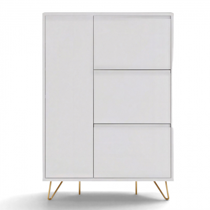 Schoenenkast \'Elle\' - Wit/Messing in de groep Meubels / Planken & opslag / Kasten en dressoirs bij Reforma (ELLESC01-white)
