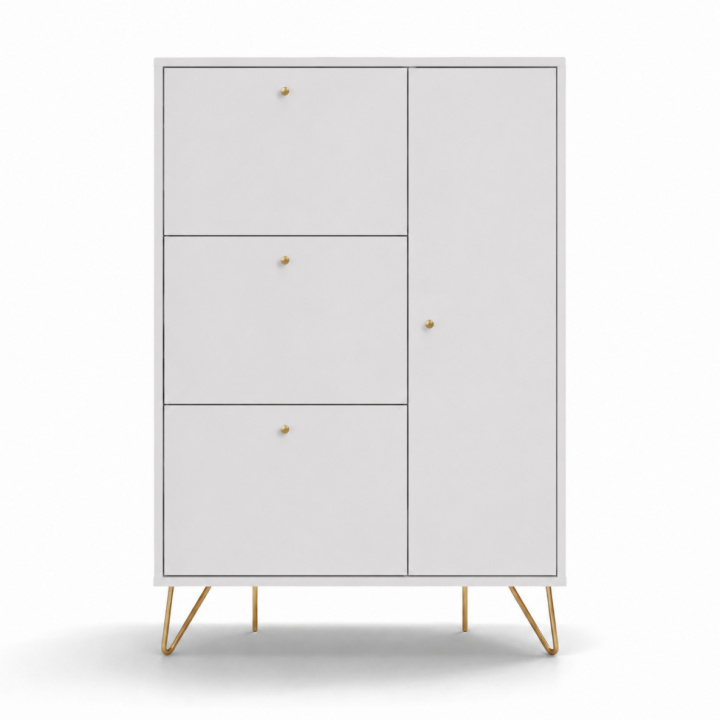Schoenenkast \'Elle\' - Wit/Messing in de groep Meubels / Planken & opslag / Kasten en dressoirs bij Reforma (ELLESC01-white)