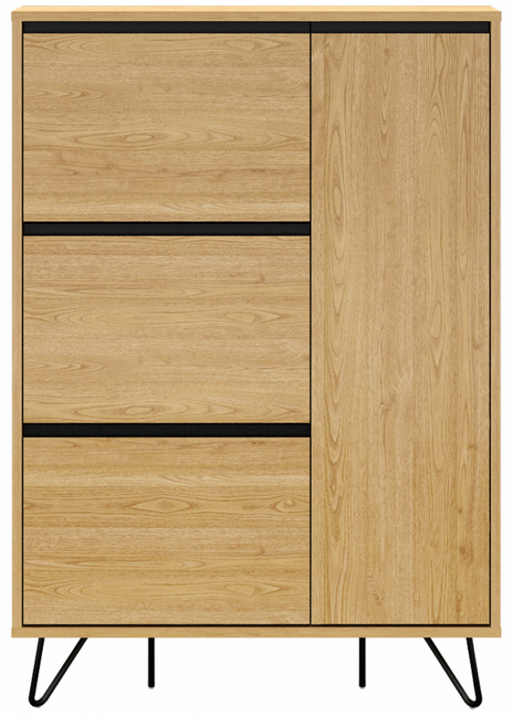 Schoenenkast \'Elle\' - Eiken/Zwart in de groep Meubels / Planken & opslag / Kasten en dressoirs bij Reforma (ELLESC01-wood)