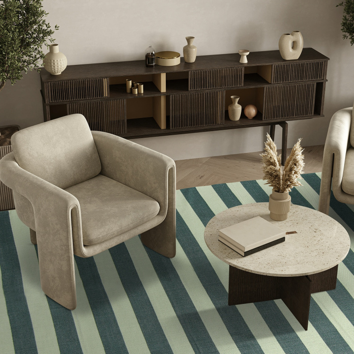 Katoenen vloerkleed \'Nilo\' - Groen in de groep Vloerkleden / Geweven Vloerkleden bij Reforma (H100110)