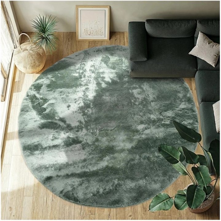 Rond tapijt \'Aranga Super Soft Fur\' - Groen in de groep Vloerkleden / Ruggen bij Reforma (H100153)